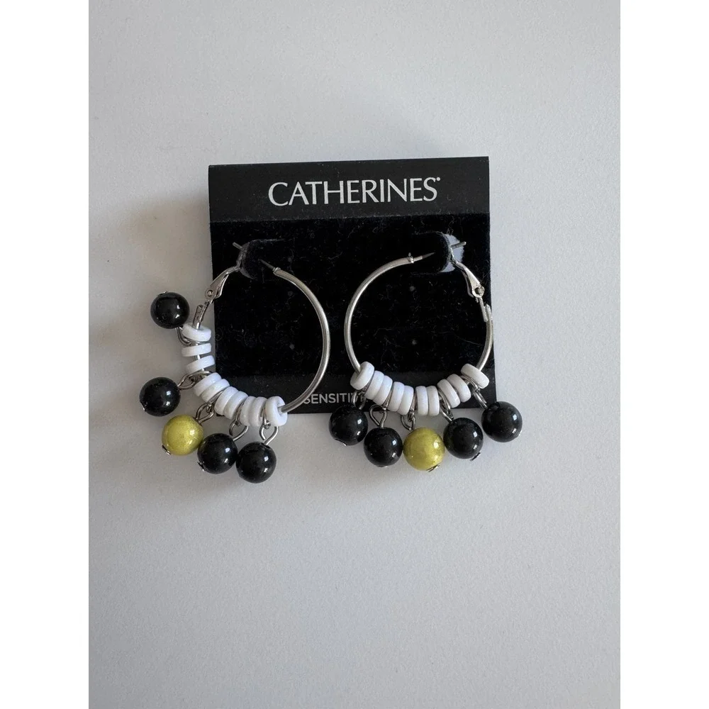 Catherine's Women's Hoop Bead Earrings Yellow, White, Black New